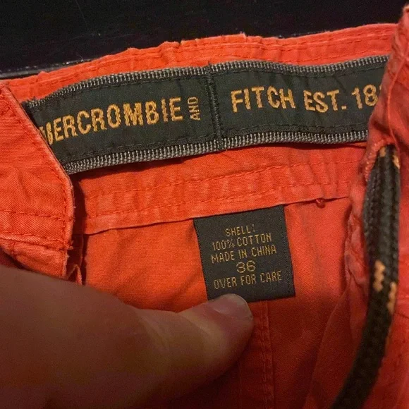 Abercrombie & Fitch Y2K men’s orange cargo shorts, waist 36 - Picture 2 of 9